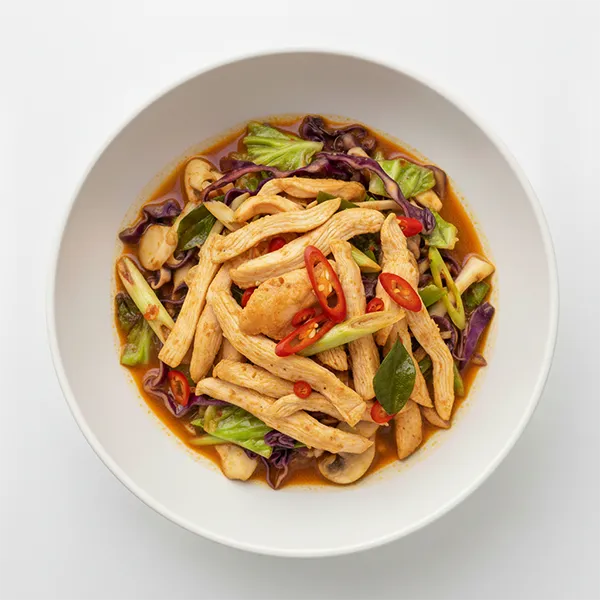 Tom yum chicken with dual cabbage saute